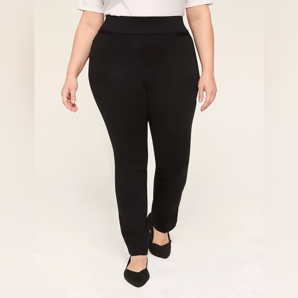 Lane Bryant Black Ponte Pull-On Straight Pant Size 22 Short